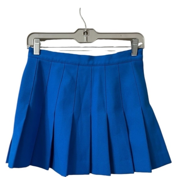 Vintage HEAD Solid ROYAL BLUE pleated mini skirt Medium BALLETCORE Barbicore - Picture 8 of 16